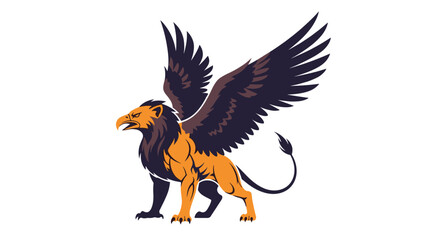 Naklejka premium Powerful and majestic griffin with the body of a lion and head of an eagle standing proudly as a mythological creature mascot.