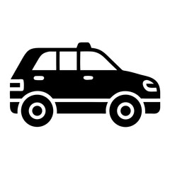 Obraz premium Black silhouette of a passenger car with a roof light, resembling a taxi or public transport vehicle icon