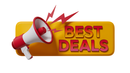 Best deals promotion with megaphone banner for sales marketing
