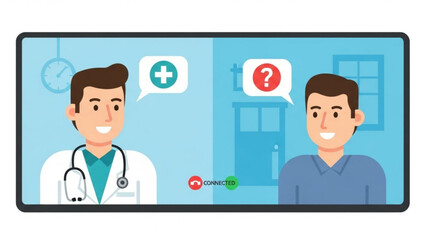 Doctor and patient in virtual consultation on screen