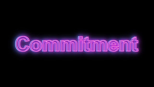 Commitment neon sign on black background