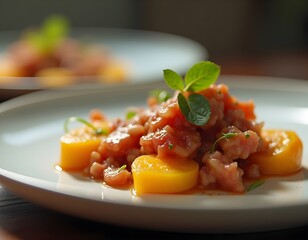 Elegant Minimalist Presentation of French Dishes in Studio Close-Up