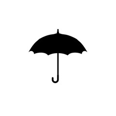Umbrella silhouette icon, simple black rain protection symbol isolated on white.