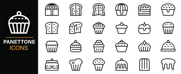 Holiday panettone food icons in editable vector style