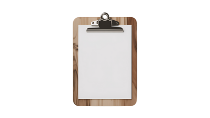 Blank clipboard with white paper isolated on white background for notes documents and office use
