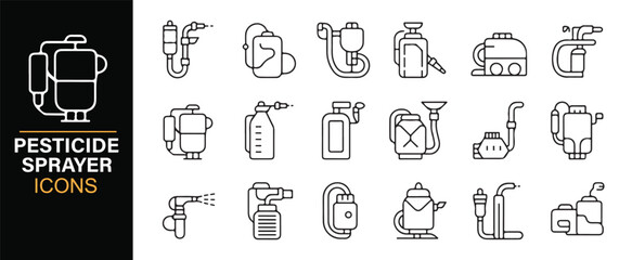 Crop spraying and pest control outline icons collection