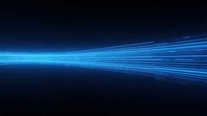 Digitally generated blue light stripes moving fast over black background creating dynamic futuristic motion