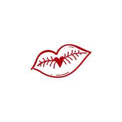 Lips hand drawn vector illustration. A kiss vector icon
