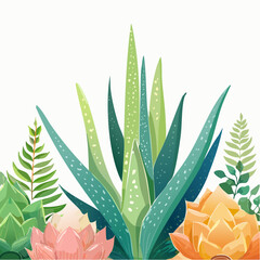 Minimal Desert Plant Botanical Vector Background