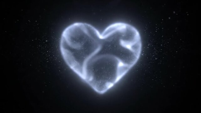 valentinsday 2026 Glowing hearts float in dark space with sparkling particles around them with hearts in space and heart animation ramdan mubarakha