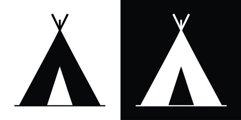 Tent silhouette, Camping tent icon, Hiking shelter vector illustration