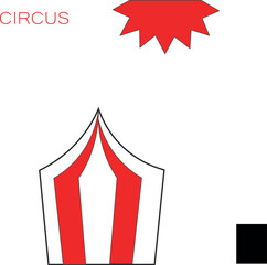 A bright, colorful circus-themed drawing
