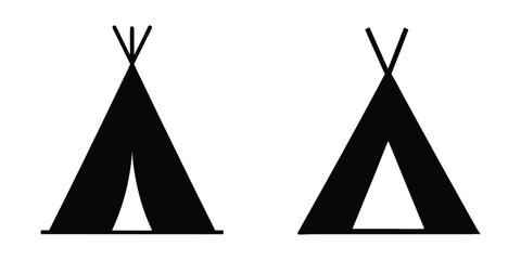 Tent silhouette, Camping tent icon, Hiking shelter vector illustration