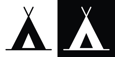 Tent silhouette, Camping tent icon, Hiking shelter vector illustration