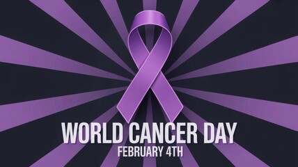 Purple Ribbon Radiant Background Image for World Cancer Day February 4 Awareness Campaign