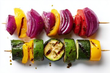 Grilled vegetable skewers with colorful bell peppers and zucchini