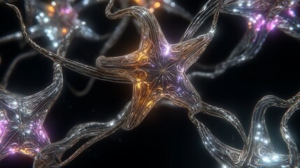 Futuristic neural network: intricate connections and glowing synapses