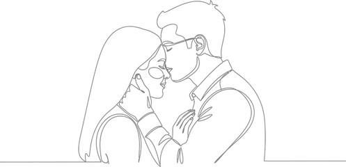 Tender moment of couple about to share a kiss