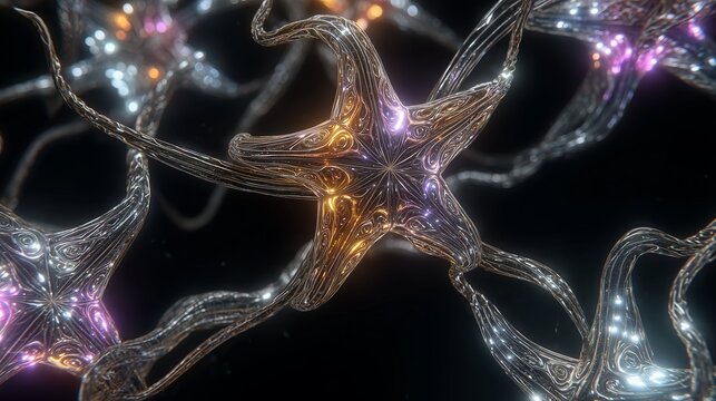 Futuristic neural network: intricate connections and glowing synapses - Powered by Adobe