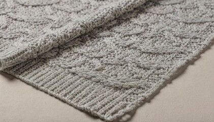 Medium framing of knitwear fabric being treated with shrinkresist technology showcasing detailed knitting patterns maintained without distortion or shrinkage after multiple washes.