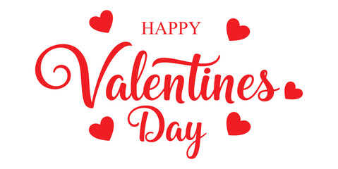 Happy valentines day greeting card with red hearts and text