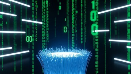 Fiber Optic Cable Data Stream Digital Technology Background