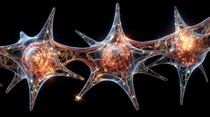 Glowing neurons: a close-up of electrically charged neural connections