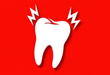 Illustration of tooth pain on vibrant red background