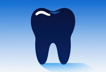 Minimalist tooth design on gradient blue background