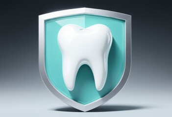 Tooth protection symbol with shield in dental health concept