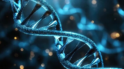 futuristic genomics concept with sparkling dna animation video - Powered by Adobe