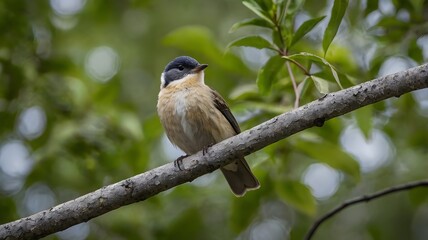 A bird perched on a branch, capturing natural wildlife, delicate beauty, serene forest or garden setting, and the tranquil charm of outdoor bird photography