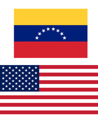 flag of United States of America and Venezuela