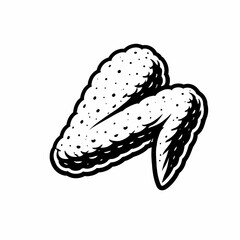 Chicken Wings Line Art Black and White Illustration