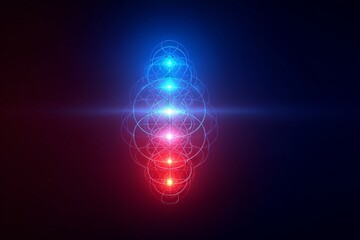 Luminous fibonacci pattern with vibrant gradient and geometric circles