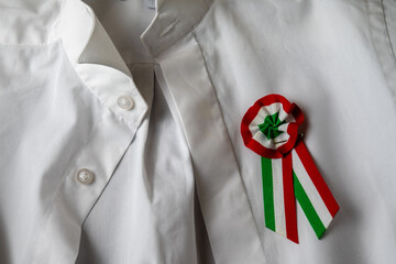 Hungarian Cockade Worn on White Shirt
