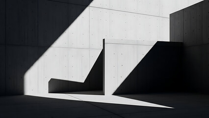Modern concrete interior with angular shadows