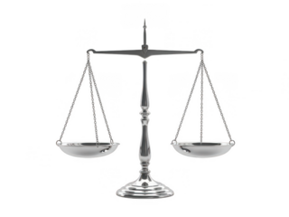 A balanced scale symbolizing justice and equality isolated on transparent background