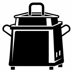 Fototapeta premium Black and white icon deep fryer kitchen appliance cooking food preparation