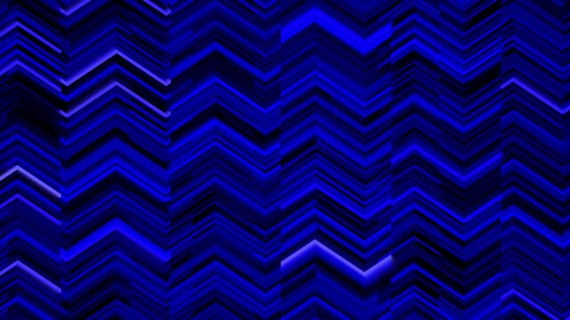 Abstract blue and black 3d zigzag lines pattern animation on a geometric background