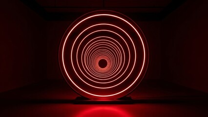 Glowing red neon circle with concentric rings