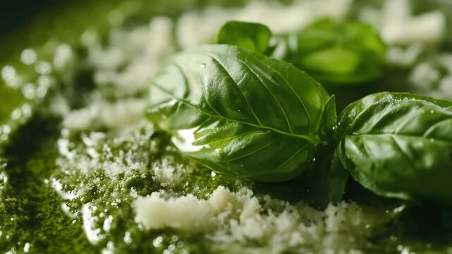 Pizza with freshly chopped basil leaves and grated Parmesan cheese, a popular gourmet topping for its distinct flavors.