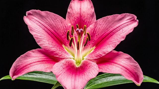 Lily Flower Bud Closeup - Blooming Concept, Black Background