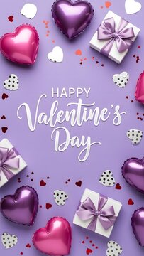 Happy valentine's day celebration with hearts and gifts