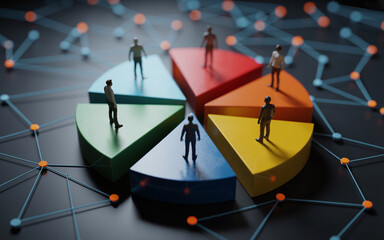 Demographic Population Segments on a 3D Colorful Pie Chart	