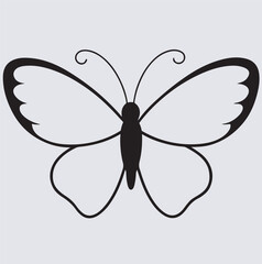 butterfly silhouette vector art illustration., butterfly isolated on white background