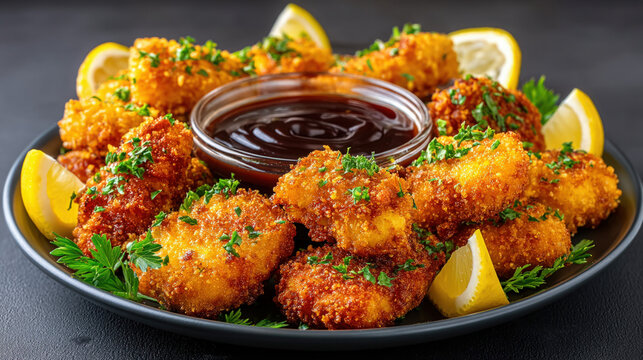 Chicken goujons or strips with dipping sauce