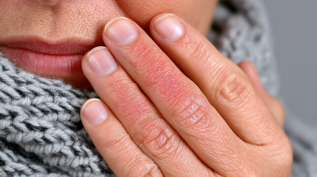 Close-up of an allergic reaction on skin, hives or redness, skin allergy concept