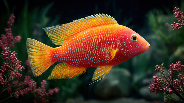 Red devil fish - a large cichlid aquarium fish