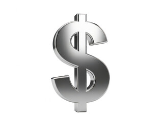 Obraz premium Three-dimensional silver dollar sign on white background isolated on transparent background